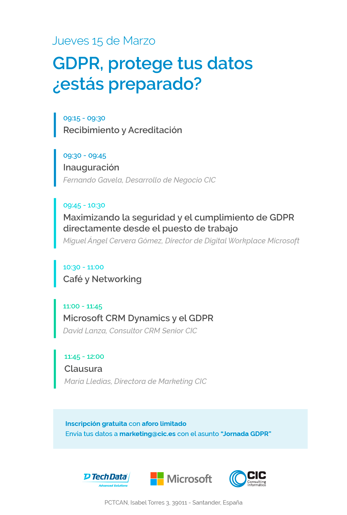 Agenda Jornada GDPR: Cómo afectará la nueva ley de protección de datos