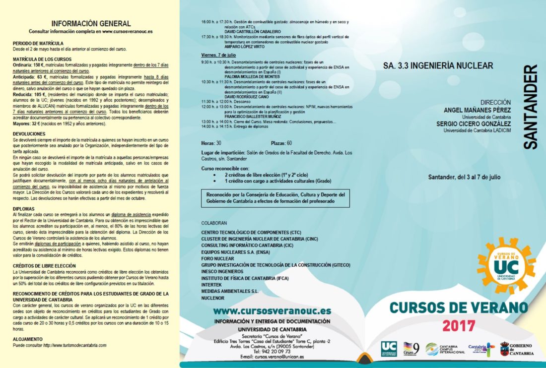 CIC colabora en el Curso de Verano de la Universidad de Cantabria - Programa de los Cursos de Verano